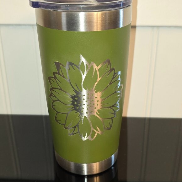 Zulay Kitchen Other - Zulay Kitchen Sunflower Travel Mug Green Engraved with Lid